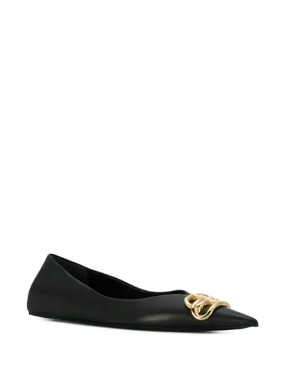 Shop Balenciaga Knife Bb Motif Ballerina Shoes In Black