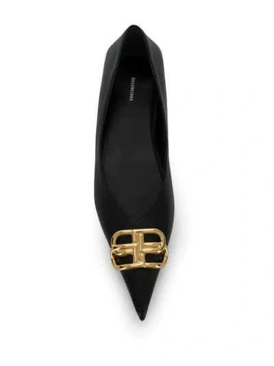 Shop Balenciaga Knife Bb Motif Ballerina Shoes In Black