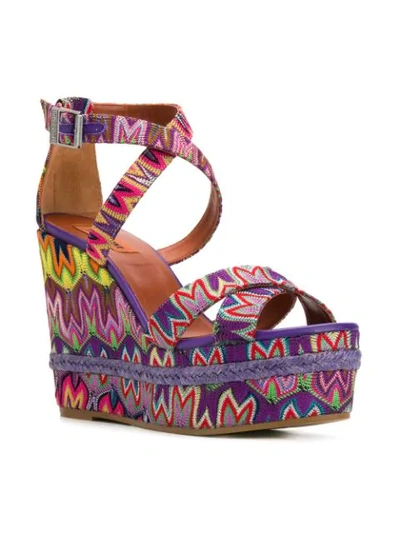 Shop Missoni Embroidered Wedged Sandals In Pink