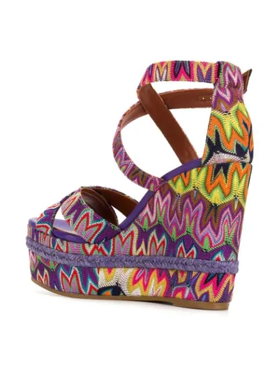 Shop Missoni Embroidered Wedged Sandals In Pink