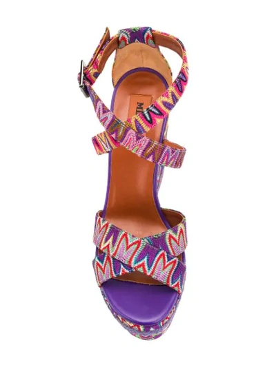 Shop Missoni Embroidered Wedged Sandals In Pink