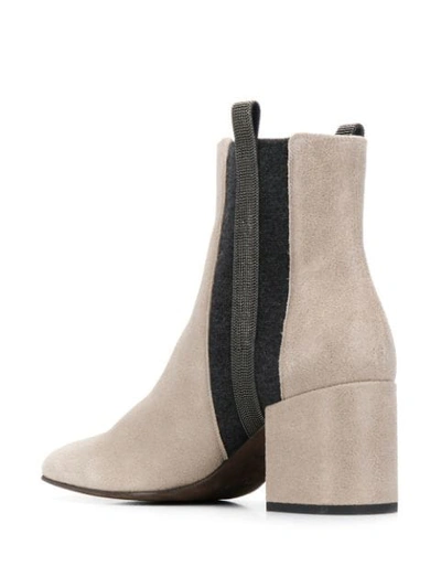 Shop Brunello Cucinelli Textured Ankle Boots In Grey