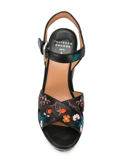 Shop Laurence Dacade Embroidered Platform Sandals In Black