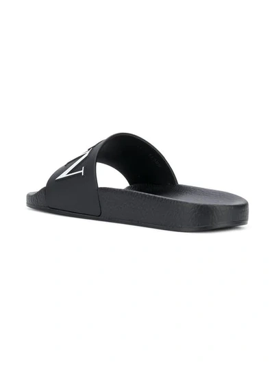 Shop Valentino Garavani Vltn Print Slides In Black