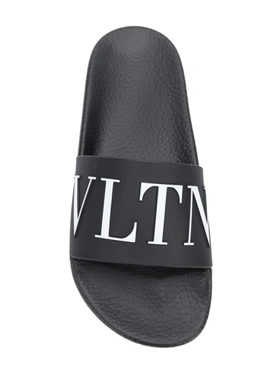 Shop Valentino Garavani Vltn Print Slides In Black