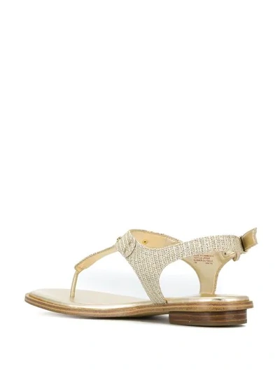 Shop Michael Michael Kors Mk Plate Embellished Sandals In Gold