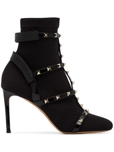 Shop Valentino Garavani Rockstud Bodytech Boots In Black