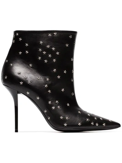 Shop Saint Laurent Pierre Star-embellished 95 Leather Boots In Black