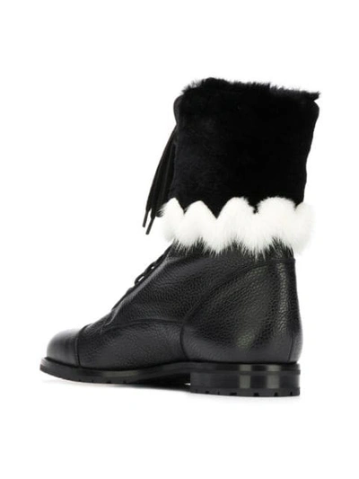 Shop Manolo Blahnik Campcha Fur Military Boots - Black