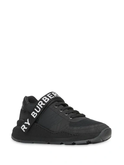 Shop Burberry Logo Detail Leather, Nubuck And Mesh Sneakers In Black