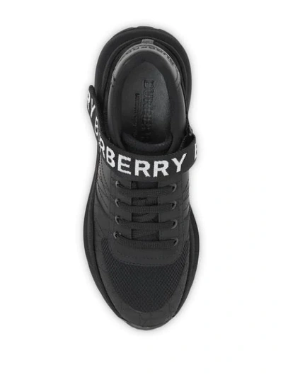 Shop Burberry Logo Detail Leather, Nubuck And Mesh Sneakers In Black