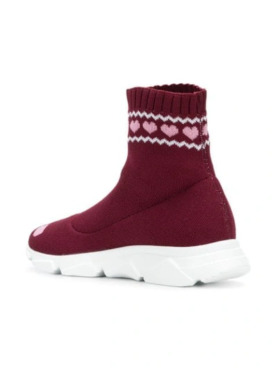 Shop Vivetta Intarsia Sock Sneakers In Red