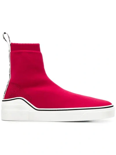 Shop Givenchy Hi-top Sock Sneakers In Red