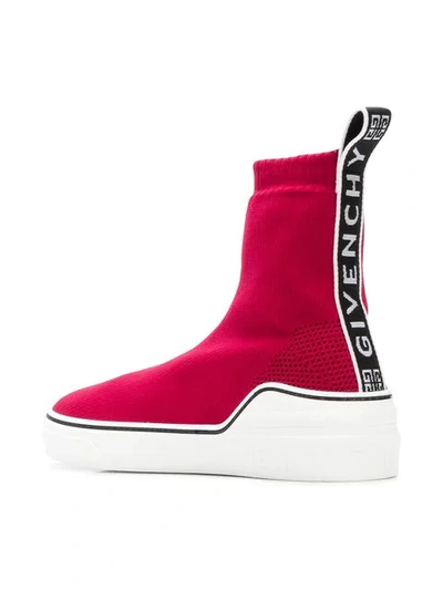 Shop Givenchy Hi-top Sock Sneakers In Red