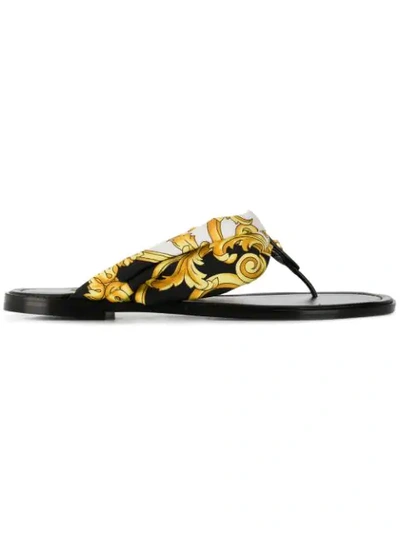 Shop Versace Baroque Print Sandals In Yellow