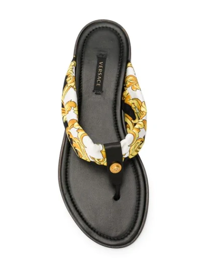 Shop Versace Baroque Print Sandals In Yellow