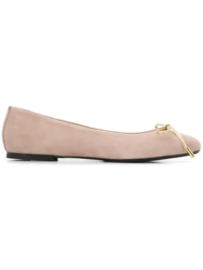 Shop Anna Baiguera Bow Front Ballerina Shoes In Neutrals