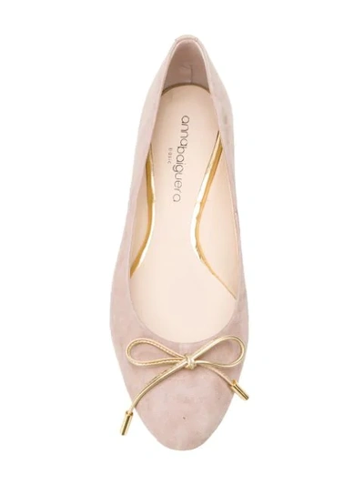 Shop Anna Baiguera Bow Front Ballerina Shoes In Neutrals