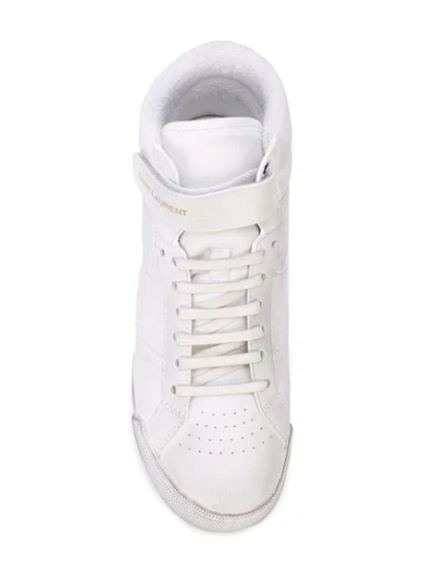 Shop Saint Laurent Lenny Sneakers In 9030 Blanc Optique/bl Opt