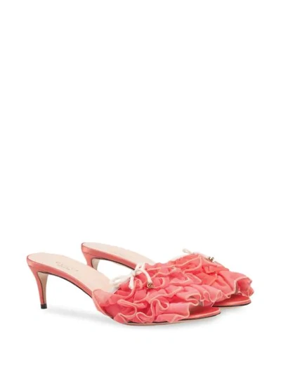 Shop Gucci Tulle Mules In Pink