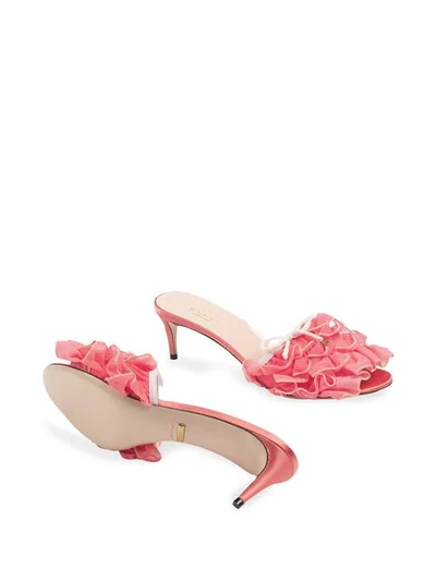 Shop Gucci Tulle Mules In Pink