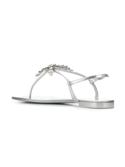 Shop Giuseppe Zanotti Embellished Butterfly Thong Sandals In Silver