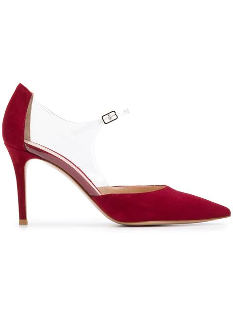 gianvito rossi red plexi pumps