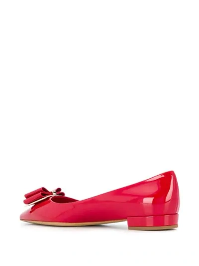 Shop Ferragamo Vara Bow Ballerina Shoes In Red