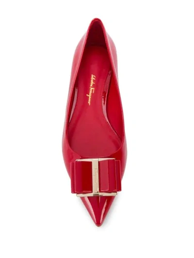 Shop Ferragamo Vara Bow Ballerina Shoes In Red
