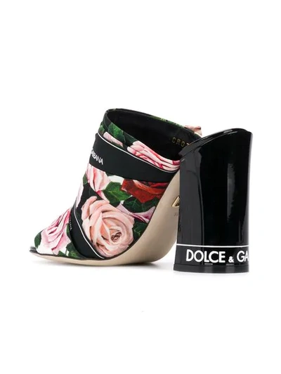 Shop Dolce & Gabbana Floral Print Mules In Black