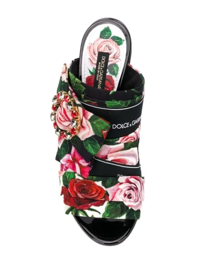 Shop Dolce & Gabbana Floral Print Mules In Black