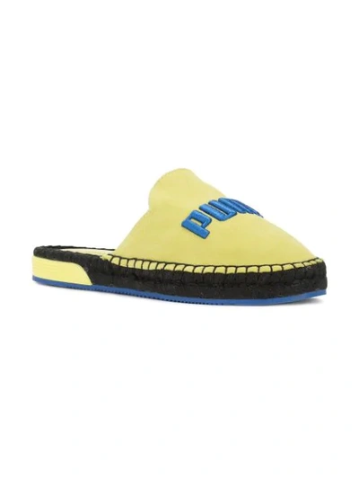 Fenty X Puma Suede Logo Slide Flat Espadrille, Green In Grey