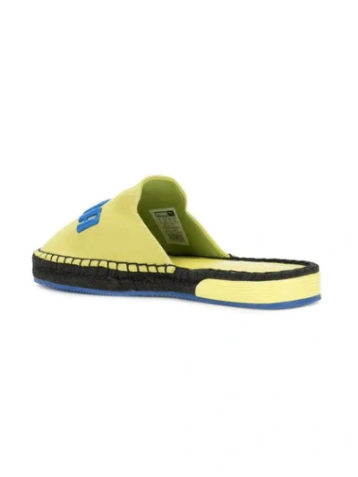Fenty X Puma Suede Logo Slide Flat Espadrille, Green In Grey