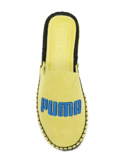 Fenty X Puma Suede Logo Slide Flat Espadrille, Green In Grey