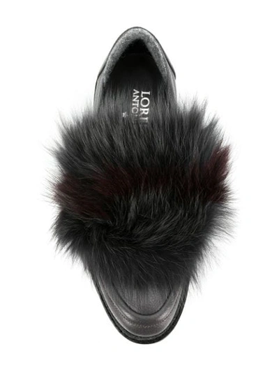 Shop Lorena Antoniazzi Fur Embellished Loafers In Grey