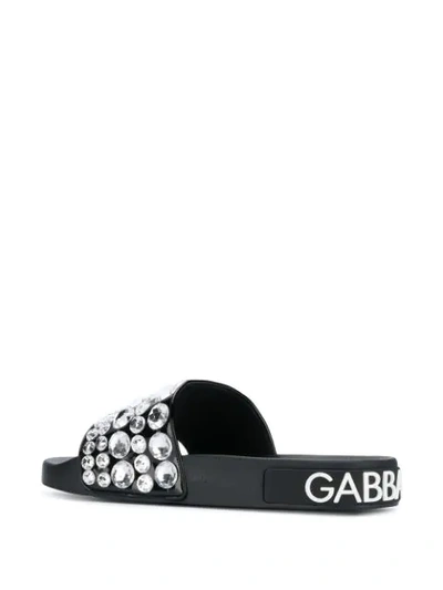 Shop Dolce & Gabbana Rhinestone-embellished Slides In Black