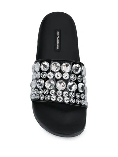 Shop Dolce & Gabbana Rhinestone-embellished Slides In Black