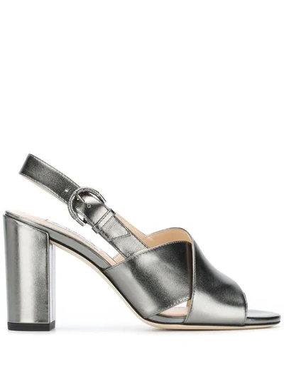 Shop Tod's Slingback Sandals In Metallic