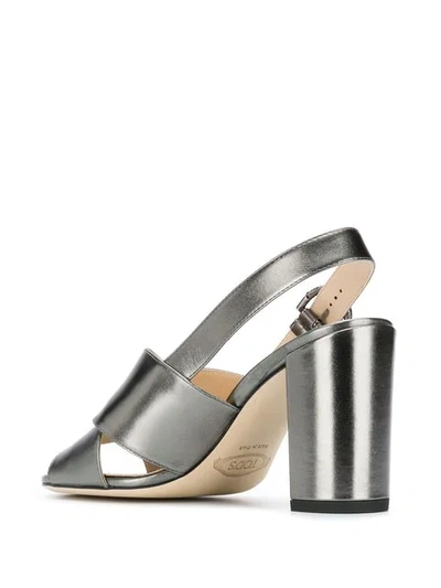 Shop Tod's Slingback Sandals In Metallic