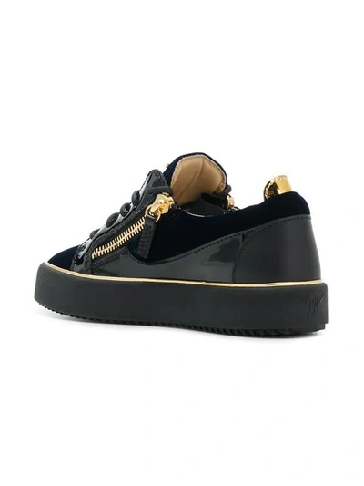 Shop Giuseppe Zanotti Glynn Velvet Low Sneakers In Blue