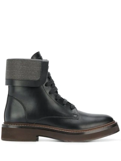 Shop Brunello Cucinelli Lace-up Front Boots In Black