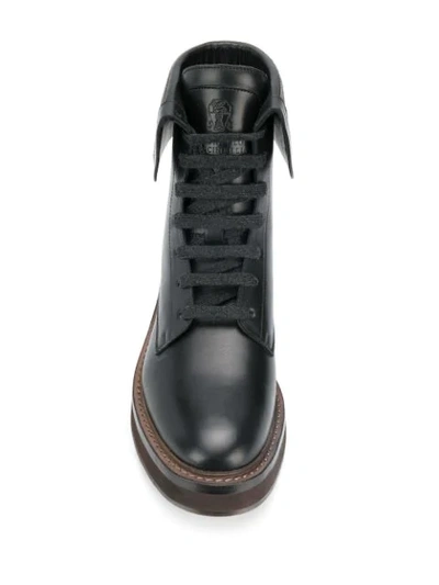 Shop Brunello Cucinelli Lace-up Front Boots In Black