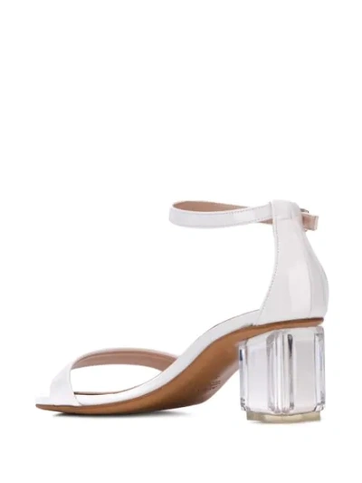 Shop Albano Geometric Heel Sandals In White