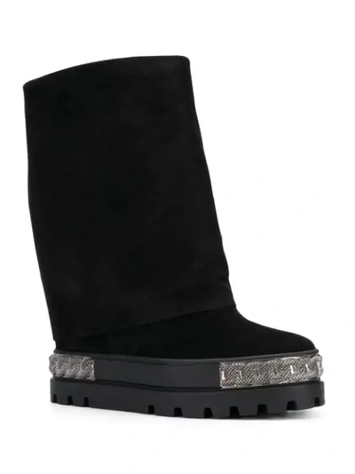 Shop Casadei Chaucer Chain Embellished Boots In Black