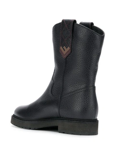 Shop Fendi Crossgrain Leather Boots In Brown