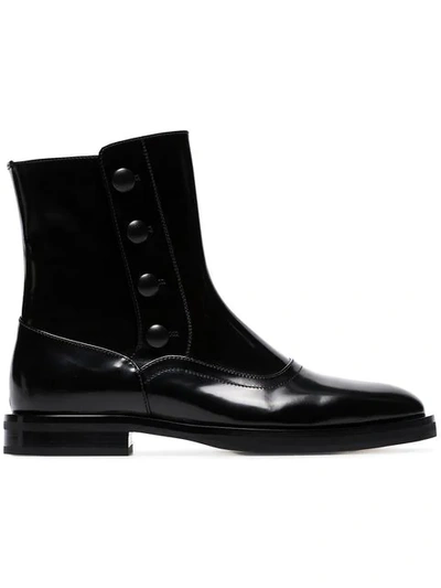 Shop Alexander Mcqueen Black Button-detail Leather Ankle Boots