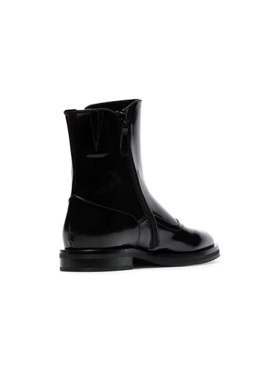 Shop Alexander Mcqueen Black Button-detail Leather Ankle Boots