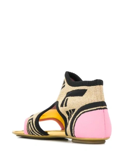 Shop Prada Sock Style Sandals In Gold