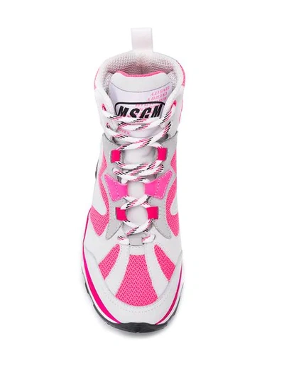 Shop Msgm Hi-top Attack Sneakers In White