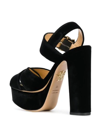 Shop Charlotte Olympia Velvet Platform Sandals In Black